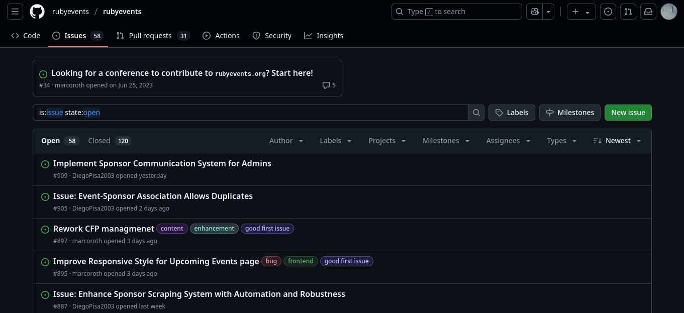 List of available Open issues